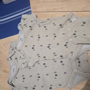 Gray Patterned Kids Bodysuit